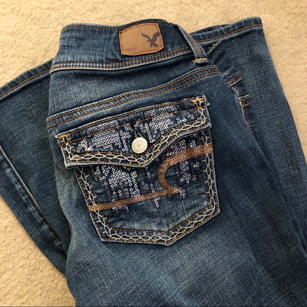 Distressed American Eagle Flare Jeans
